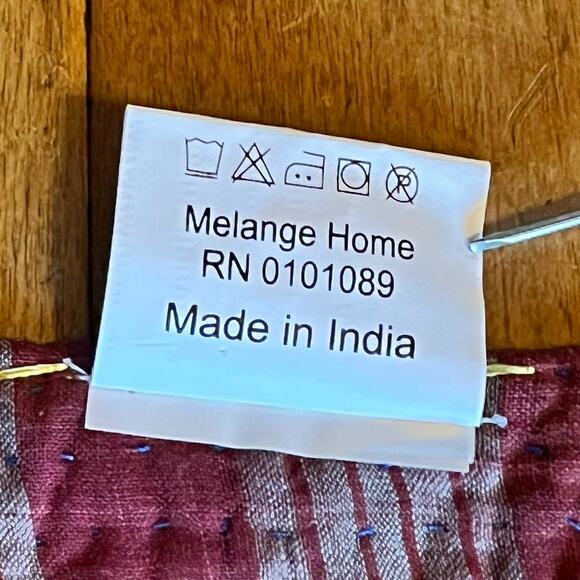 Melange Home Indian Kantha Quilt Throw 86x61 Blue Pink Reversible 100% Cotton - Picture 8 of 10